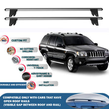Lockable Roof Rack Cross Bars for Jeep Grand Cherokee WJ 1999-2005 | Heavy Duty Rail Carrier 2 Pcs Grey