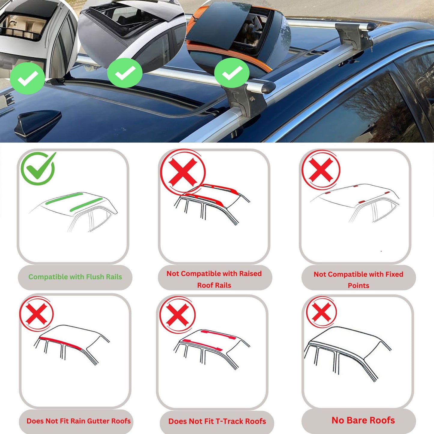 Premium Roof Bars for Mini Clubman 2016-2023 Lockable Roof Rack Cross Bars 2 Pcs Black