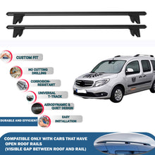 Lockable Roof Rack Cross Bars for Mercedes Citan 2013-2020 | Heavy Duty Rail Carrier 2 Pcs Black