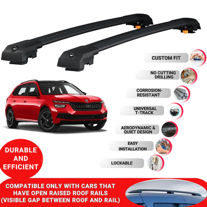 Roof Bar for Skoda Kamiq Premium 2019-2024 Lockable Roof Rack Cross Bars 2 Pcs Black