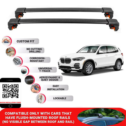Premium Roof Bars For Bmw X5 Suv 2019+ Secure Roof Rack Cross Bar 2 Pcss Secure Black