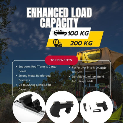 Roof Rack Cross Bars for Renault Kangoo 1997-2007 Rail Carrier for Roof Tents 2 Pcs Black