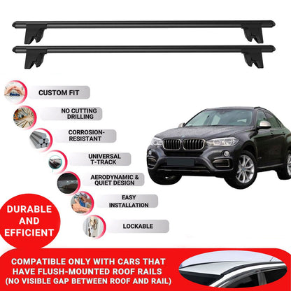 Premium Roof Bars for Bmw X6 F16 2015-2023; Lockable Roof Rack Cross Bars 2 Pcs Black