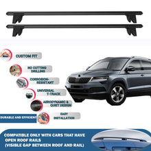 Lockable Roof Rack Cross Bars for Skoda Karoq 2017-2023 | Heavy Duty Rail Carrier 2 Pcs Black