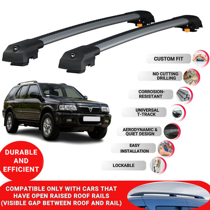 Roof Bar for Vauxhall Frontera Sport 1999-04 Lockable Roof Rack Cross Bars 2 Pcs Grey