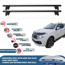 Lockable Roof Rack Cross Bars for Fiat Fullback 2016-2019 | Heavy Duty Rail Carrier 2 Pcs Black
