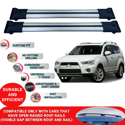 Roof Racks Cross Bars For Mitsubishi Outlander 2 2008-2012 2 Pcs Grey
