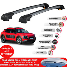 Roof Bar for Citroen C4 Cactus 2014-2021 Lockable Roof Rack Cross Bars 2 Pcs Grey