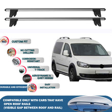 Lockable Roof Rack Cross Bars for Volkswagen Caddy 2003-2015 | Heavy Duty Rail Carrier 2 Pcs Grey
