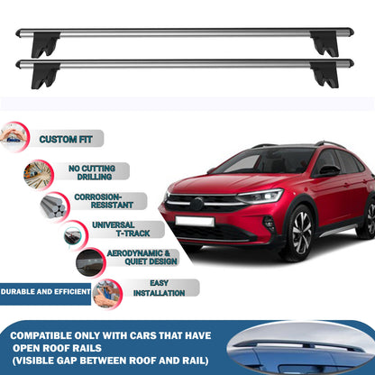 Lockable Roof Rack Cross Bars for Volkswagen Taigo 2019+ | Heavy Duty Rail Carrier 2 Pcs Grey
