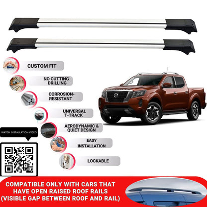 Roof Rack Cross Bars for Nissan Np300 2015+ Lockable Roof Bars 2 Pcs Grey