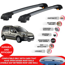 Roof Bar for Peugeot Tepee Partner 2008-2018 Lockable Roof Rack Cross Bars 2 Pcs Grey