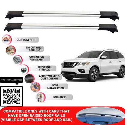 Roof Rack Cross Bars for Nissan Pathfinder R52 2013-2020 Lockable 2 Pcs Grey