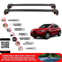 Premium Roof Bars For Alfa Romeo Stelvio Suv 2017+ Secure Roof Rack Cross Bar 2 Pcss Black