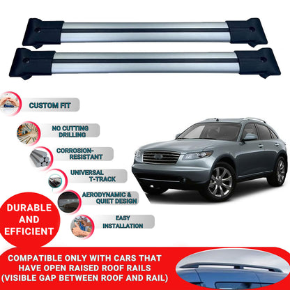 Roof Racks Cross Bars For Infiniti Fx S50 2003-2008 2 Pcs Grey