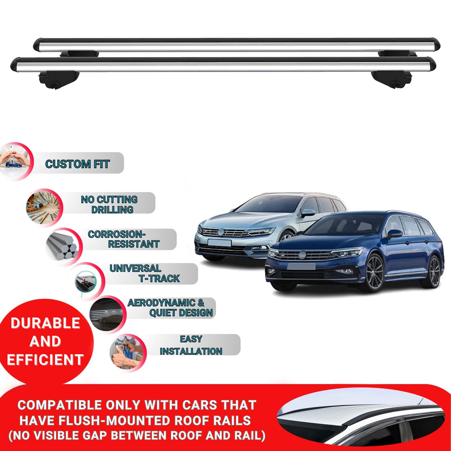Roof Bars For Vw Passat B8 Variant 2015-2023 Roof Rack Cross Bars 2 Pcs Grey