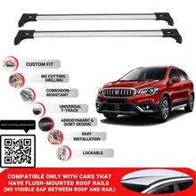 Roof Bars for Suzuki Sx4 S-Cross Hb 2014+ Lockable Roof Rack Cross Bars 2 Pcs Grey