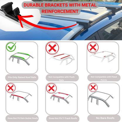 Roof Rack Cross Bars for Hyundai Ix35 Lm 2010-2015 Rail Carrier for Roof Tents 2 Pcs Black