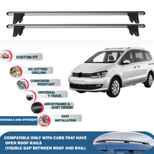 Lockable Roof Rack Cross Bars for Volkswagen Sharan 2010-2022 | Heavy Duty Rail Carrier 2 Pcs Grey