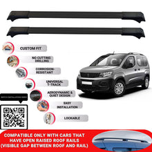 Roof Rack Cross Bars for Peugeot Rifter 2019-2022 Lockable Roof Bar 2 Pcs Black