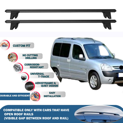 Car Roof Rack Cross Bars for Peugeot Partner 1996-2008 Kayak Roof Rack 4Pcs Blck