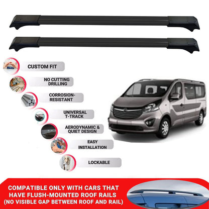 2X Car Roof Rack for Vauxhall Vivaro 2001-2019 Lockable Roof Bars Black