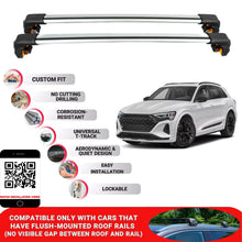 Premium Roof Bars For Audi Q8 E-Tron Suv 2023+ Secure Roof Rack Cross Bar 2 Pcss Grey