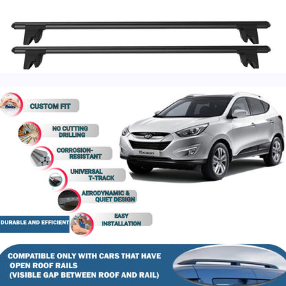 Lockable Roof Rack Cross Bars for Hyundai Tucson LM 2009-2015 | Heavy Duty Rail Carrier 2 Pcs Black