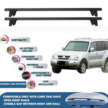 Lockable Roof Rack Cross Bars for Mitsubishi Pajero V60 5D 1999-2006 | Heavy Duty Rail Carrier 2 Pcs Black