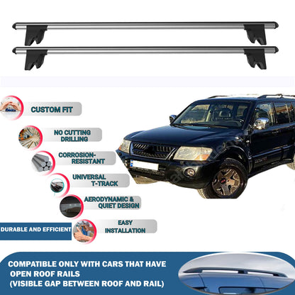 Lockable Roof Rack Cross Bars for Mitsubishi Pajero V60 5D 1999-2006 | Heavy Duty Rail Carrier 2 Pcs Grey