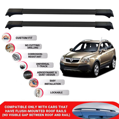 2X Car Roof Rack for Vauxhall Antara 2007-2010 Lockable Roof Bars Black