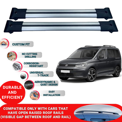 Roof Racks Cross Bars For Vw Caddy 2020-2023 4 Pcs Grey