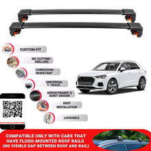 Premium Roof Bars For Audi Q3 Suv 2011-2018 Secure Roof Rack Cross Bar 2 Pcss Secure Black