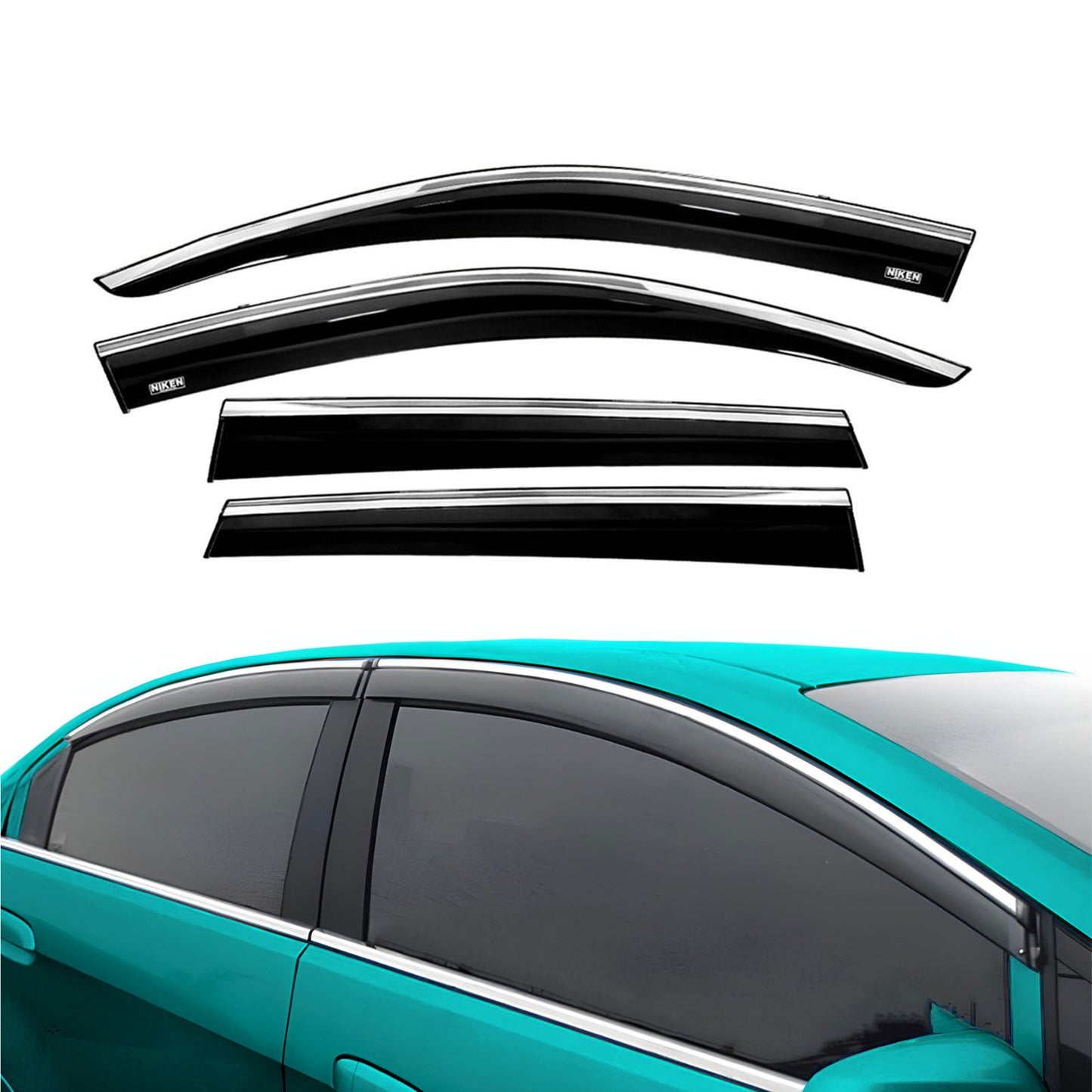 Chrome Car Wind Deflector Set for Vw Touareg 2011-2018 - Rain Guard 4 pcs