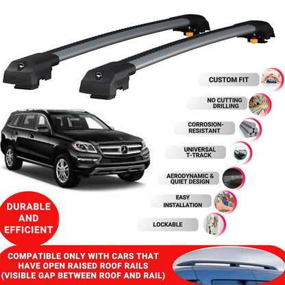 Roof Bar for Mercedes Gls 2014-2019 Lockable Roof Rack Cross Bars 2 Pcs Grey