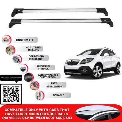 Roof Bars for Vauxhall Mokka 2013-2020 Lockable Roof Rack Cross Bars 2 Pcs Grey