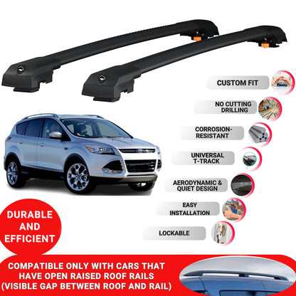 Roof Bar for Ford Escape (C520) 2013-2019 Lockable Roof Rack Cross Bars 2 Pcs Black
