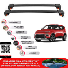 Premium Roof Bars For Kia Soul Hatchback 2014-2018 Secure Roof Rack Cross Bar 2 Pcss Black