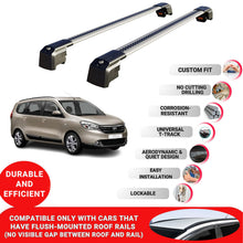 Roof Bars Rack for Dacia Lodgy 2012+ Lockable Rail Carrier 2 Pcs Grey