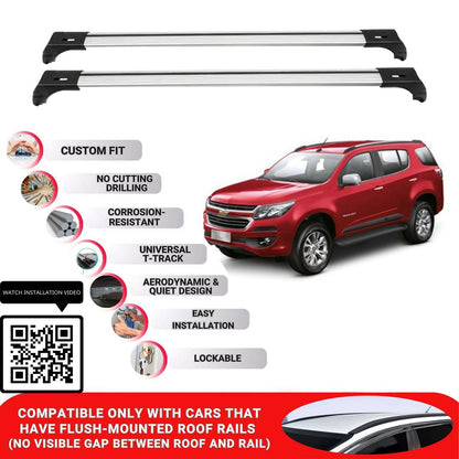 Roof Bars for Chevrolet Trailblazer 2012-2020 Lockable Roof Rack Cross Bars 2 Pcs Grey