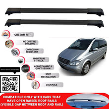 Roof Rack Cross Bars for Mercedes Viano 2004-2014 Lockable Roof Bar 2 Pcs Black