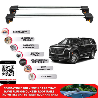 Premium Roof Bars For Cadillac Escalade 2021+ Secure Roof Rack Cross Bar 2 Pcss Grey