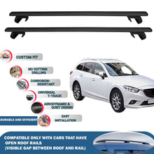 Roof Rack Cross Bars for Mazda 6 Gj1/Gl Estate 2014-2021 Rail Carrier for Roof Tents 2 Pcs Black