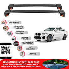 Premium Roof Bars For Bmw X4 Suv 2015-2018 Secure Roof Rack Cross Bar 2 Pcss Secure Black