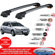 Roof Bar for Hyundai I30 2007-2011 Lockable Roof Rack Cross Bars 2 Pcs Grey