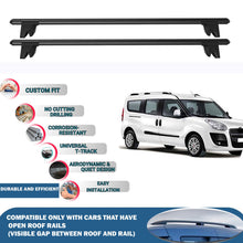Lockable Roof Rack Cross Bars for Fiat Doblo 2010-2023 | Heavy Duty Rail Carrier 2 Pcs Black