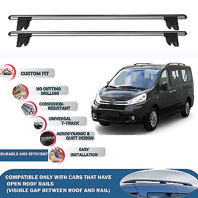 Car Roof Rack Cross Bars for Citroen Jumpy 2006-2016, Kayak Roof Rack 4 Pcs Grey