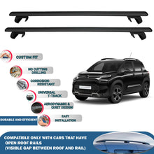 Roof Rack Cross Bars for Citroen C3 Aircross Suv 2018+ Roof Bars 2 Pcs Black