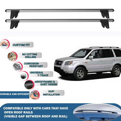 Lockable Roof Rack Cross Bars for Honda Pilot Mk1 2003-2008 | Heavy Duty Rail Carrier 2 Pcs Grey
