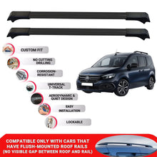 2X Car Roof Rack Cross Bars for Mercedes Citan 2021+ Lockable Roof Bars Black